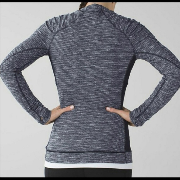 Lululemon Think Fast Long Sleeve Top Heathered Grey Black Rulu Running Sz 4 - Picture 13 of 14